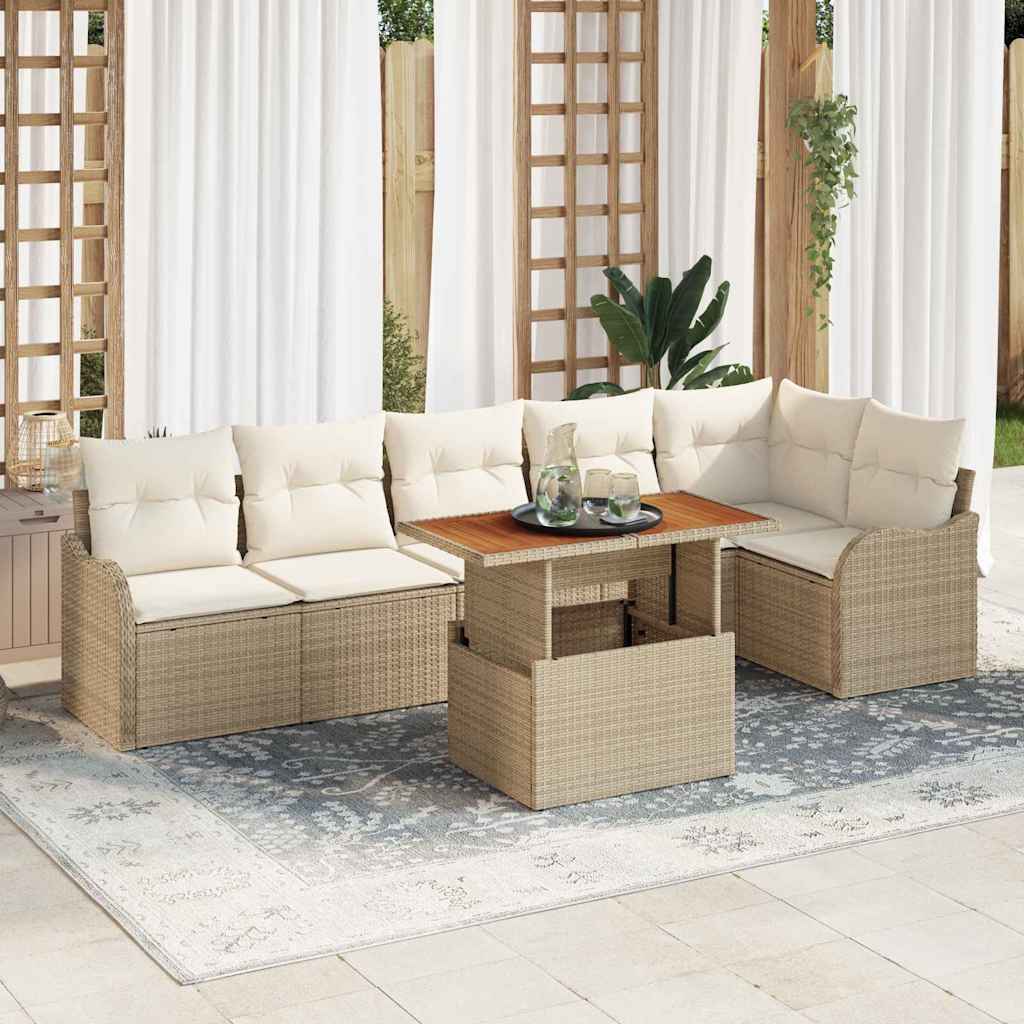 Tuin Sofa Set met kussen 7 pcs beige en crèmekleurig is nu te koop bij PeponiXL, paradijselijk wonen!