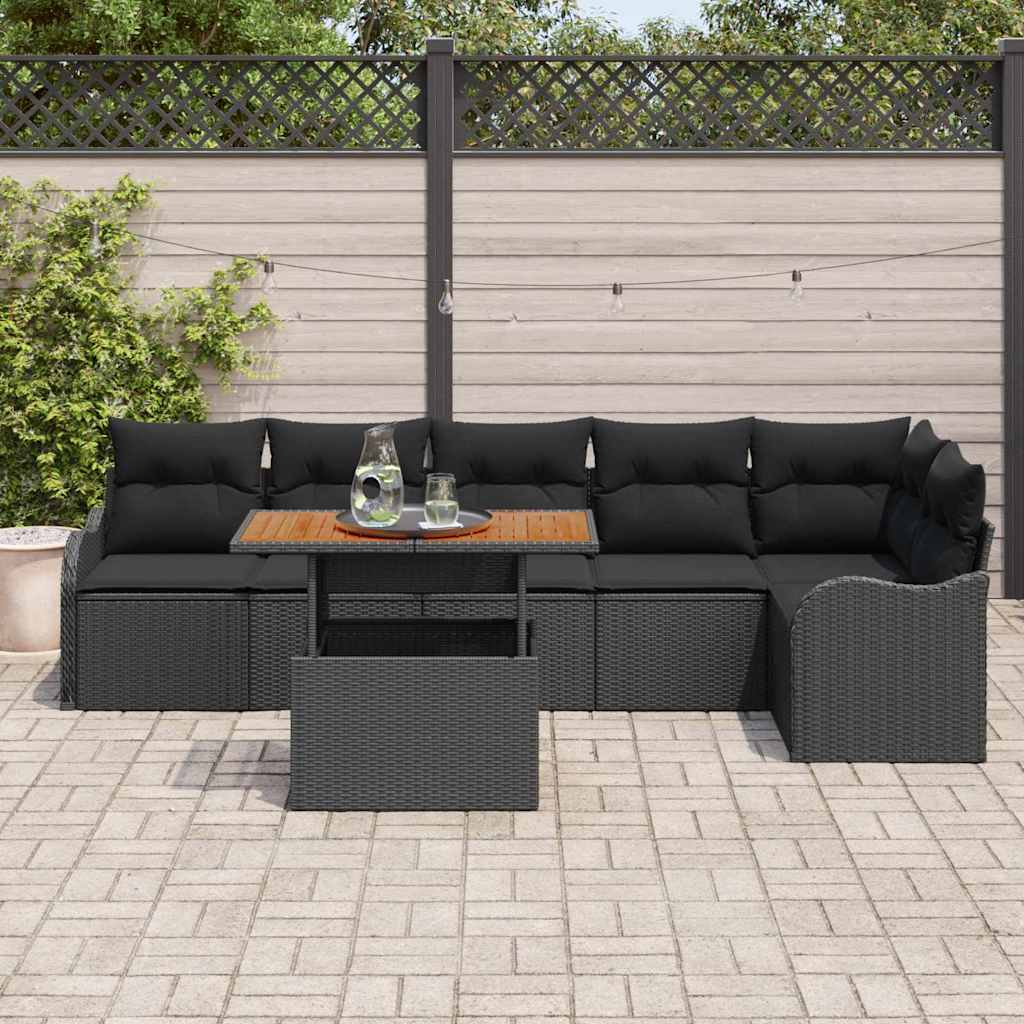 Tuin Sofa Set met kussen 7 pcs Zwart is nu te koop bij PeponiXL, paradijselijk wonen!