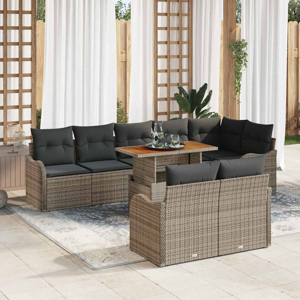 Tuin Sofa Set met kussen 9 pcs Grijs is nu te koop bij PeponiXL, paradijselijk wonen!