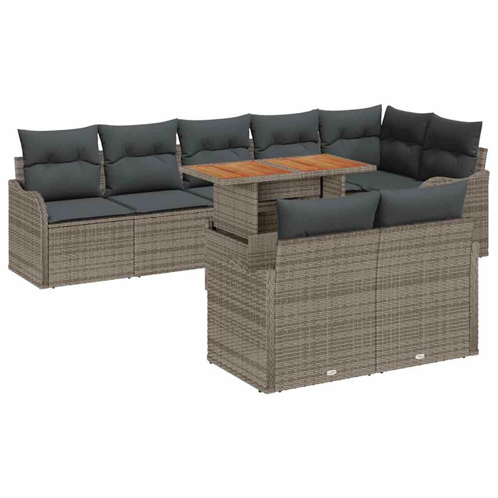 Tuin Sofa Set met kussen 9 pcs Grijs is nu te koop bij PeponiXL, paradijselijk wonen!