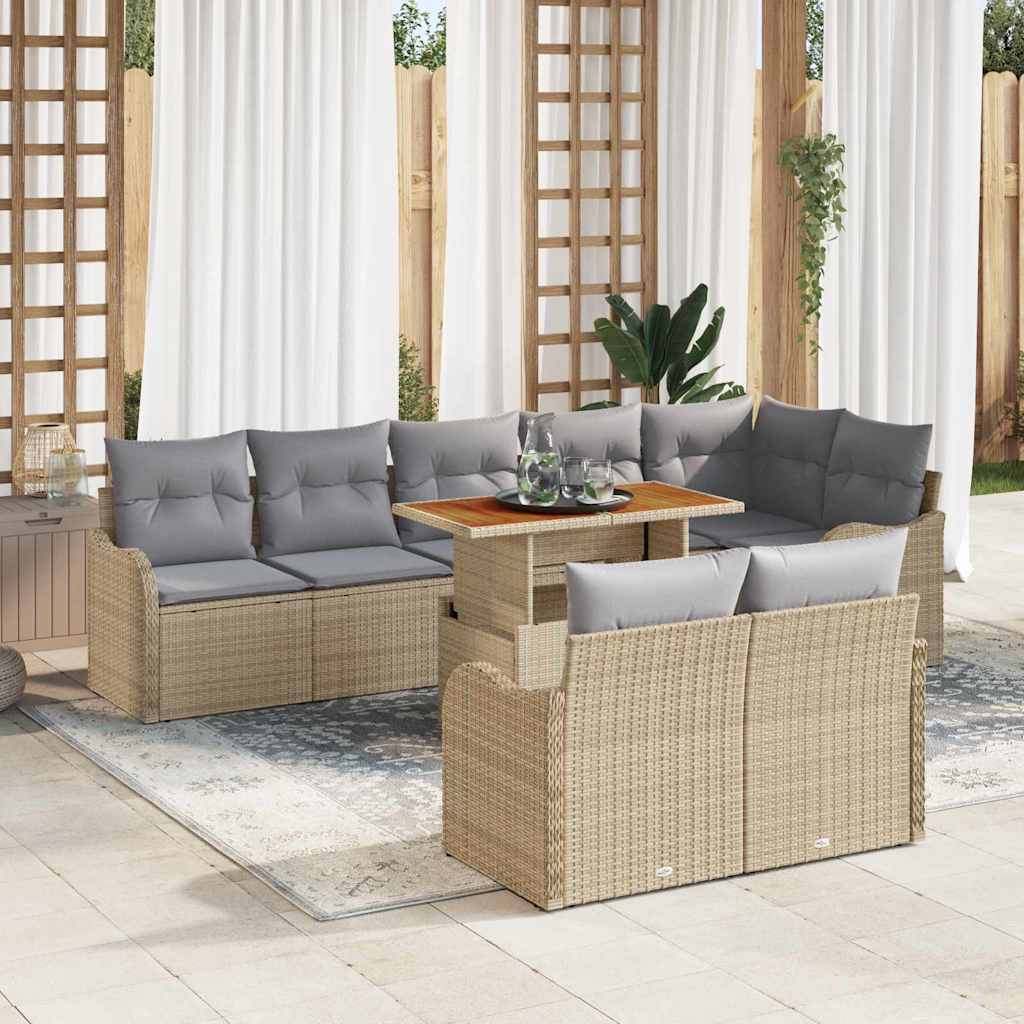 Tuin Sofa Set met kussen 9 pcs beige en lichtgrijs is nu te koop bij PeponiXL, paradijselijk wonen!