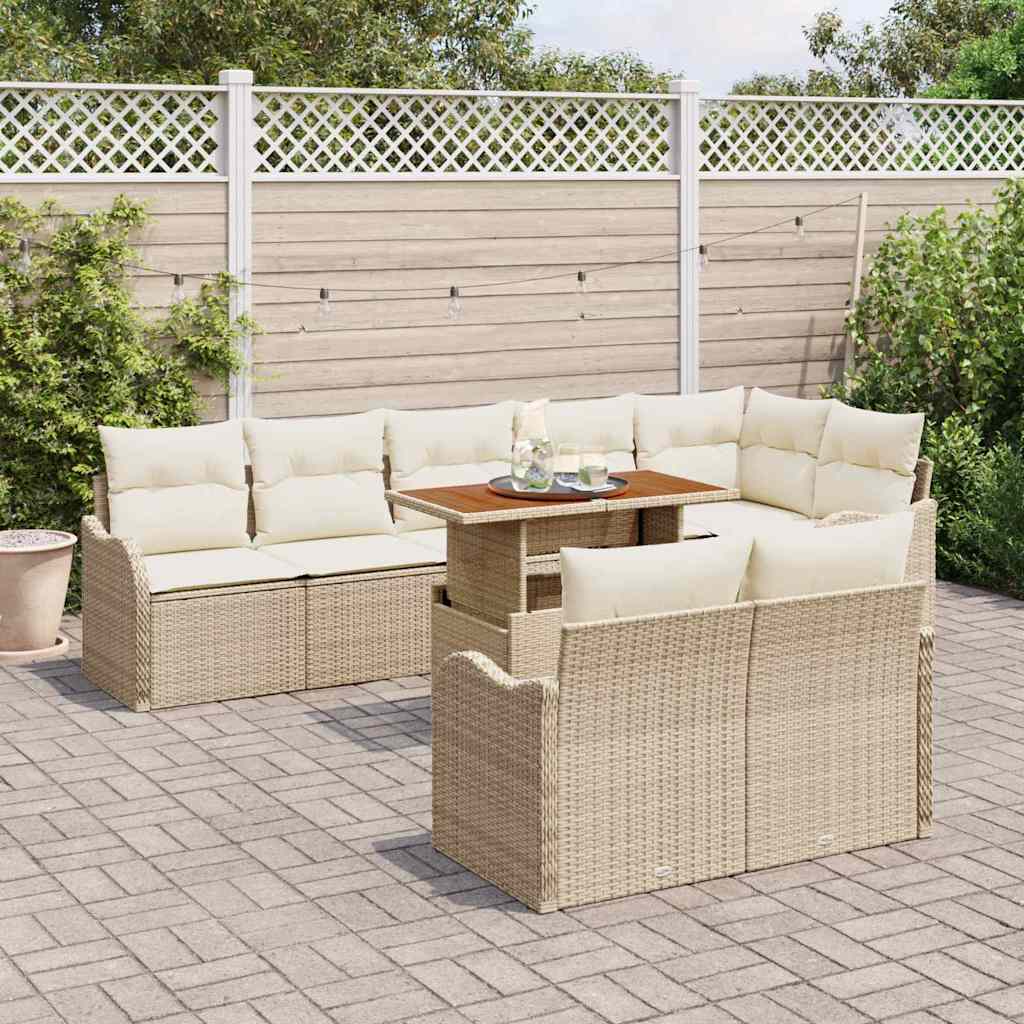 Tuin Sofa Set met kussen 9 pcs beige en crèmekleurig is nu te koop bij PeponiXL, paradijselijk wonen!