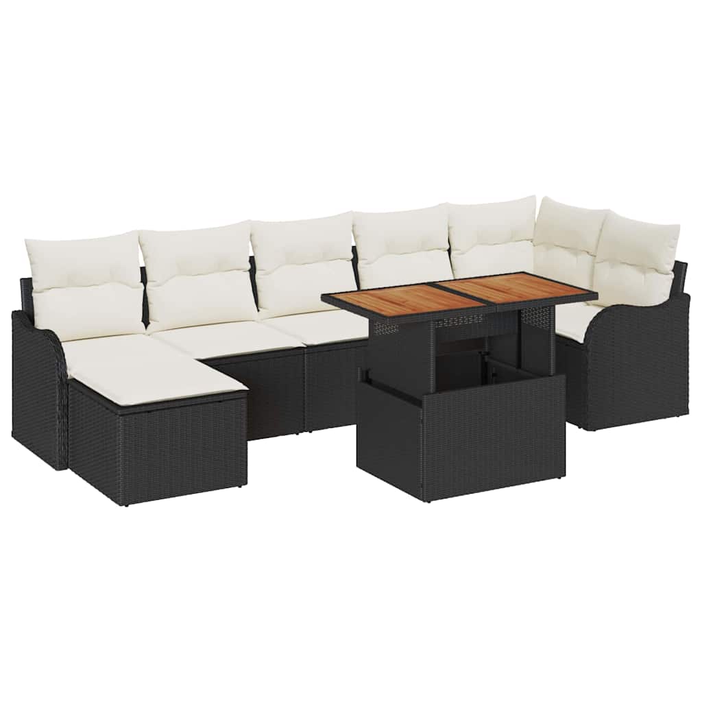 Tuin Sofa Set met kussen met opslag 8 pcs Zwart en crème is nu te koop bij PeponiXL, paradijselijk wonen!