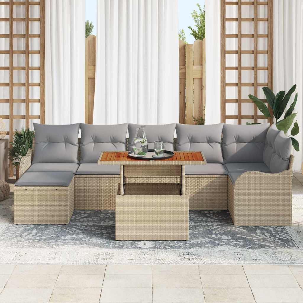 Tuin Sofa Set met kussen met opslag 8 pcs beige en lichtgrijs is nu te koop bij PeponiXL, paradijselijk wonen!