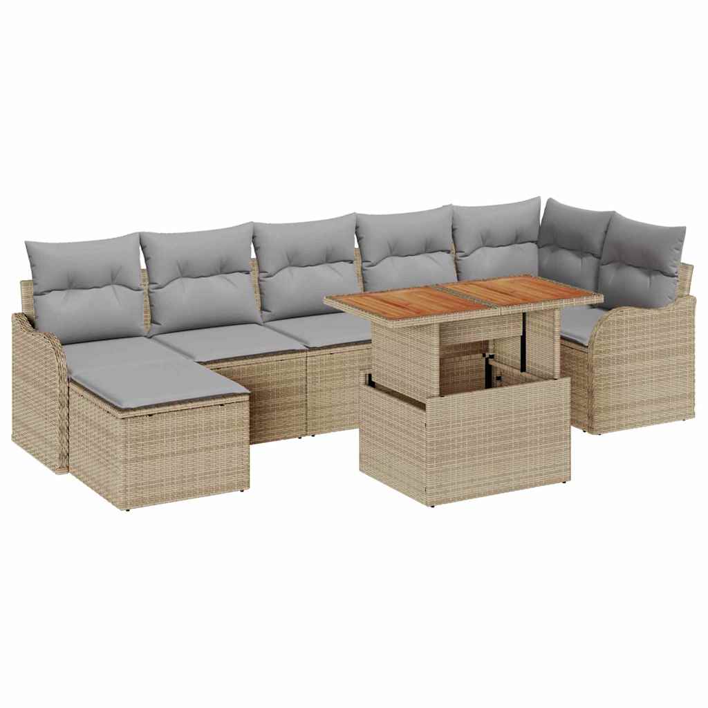 Tuin Sofa Set met kussen met opslag 8 pcs beige en lichtgrijs is nu te koop bij PeponiXL, paradijselijk wonen!