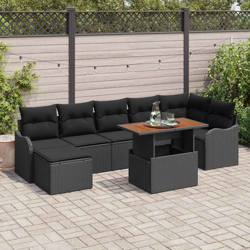 Tuin Sofa Set met kussen met opslag 8 pcs Zwart is nu te koop bij PeponiXL, paradijselijk wonen!