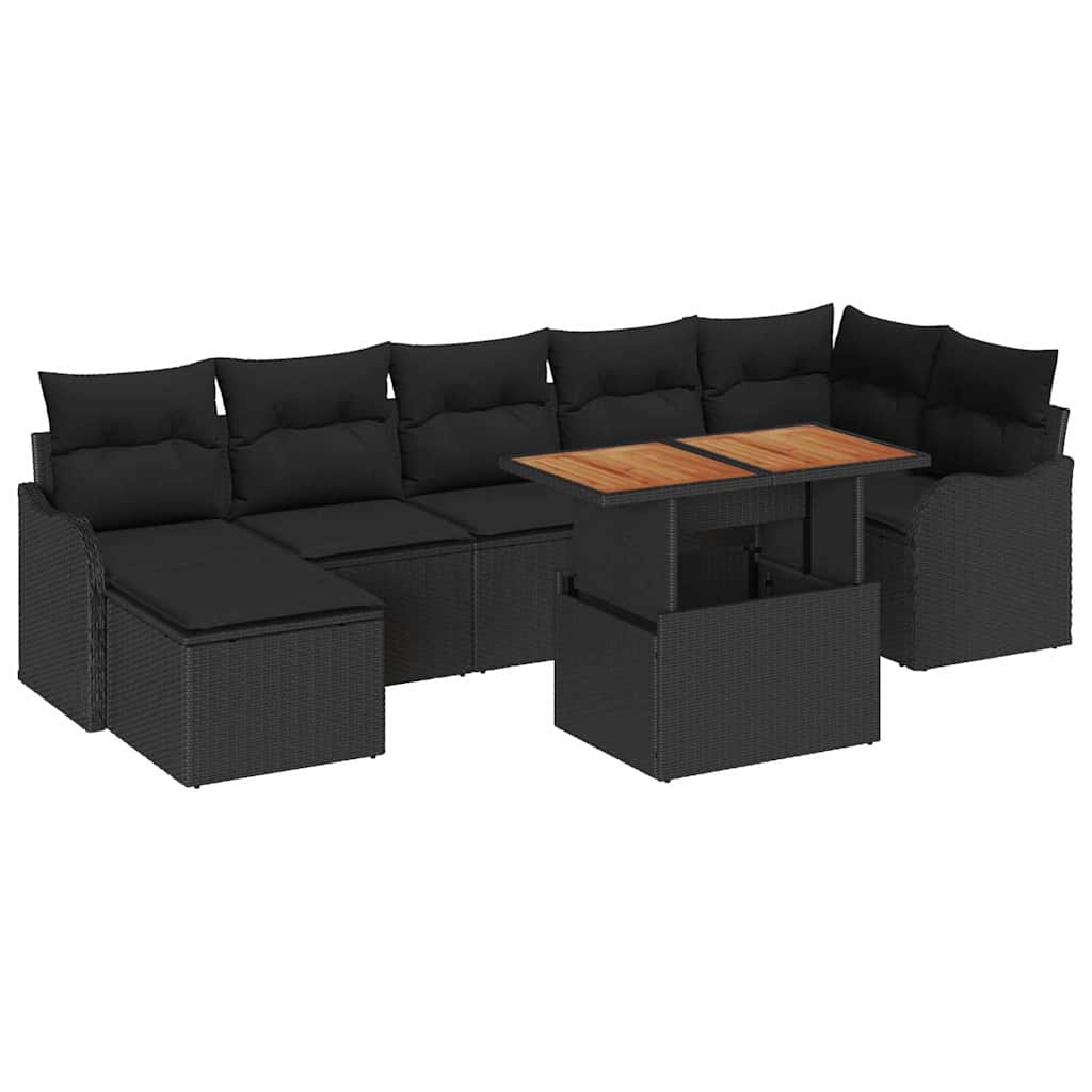 Tuin Sofa Set met kussen met opslag 8 pcs Zwart is nu te koop bij PeponiXL, paradijselijk wonen!