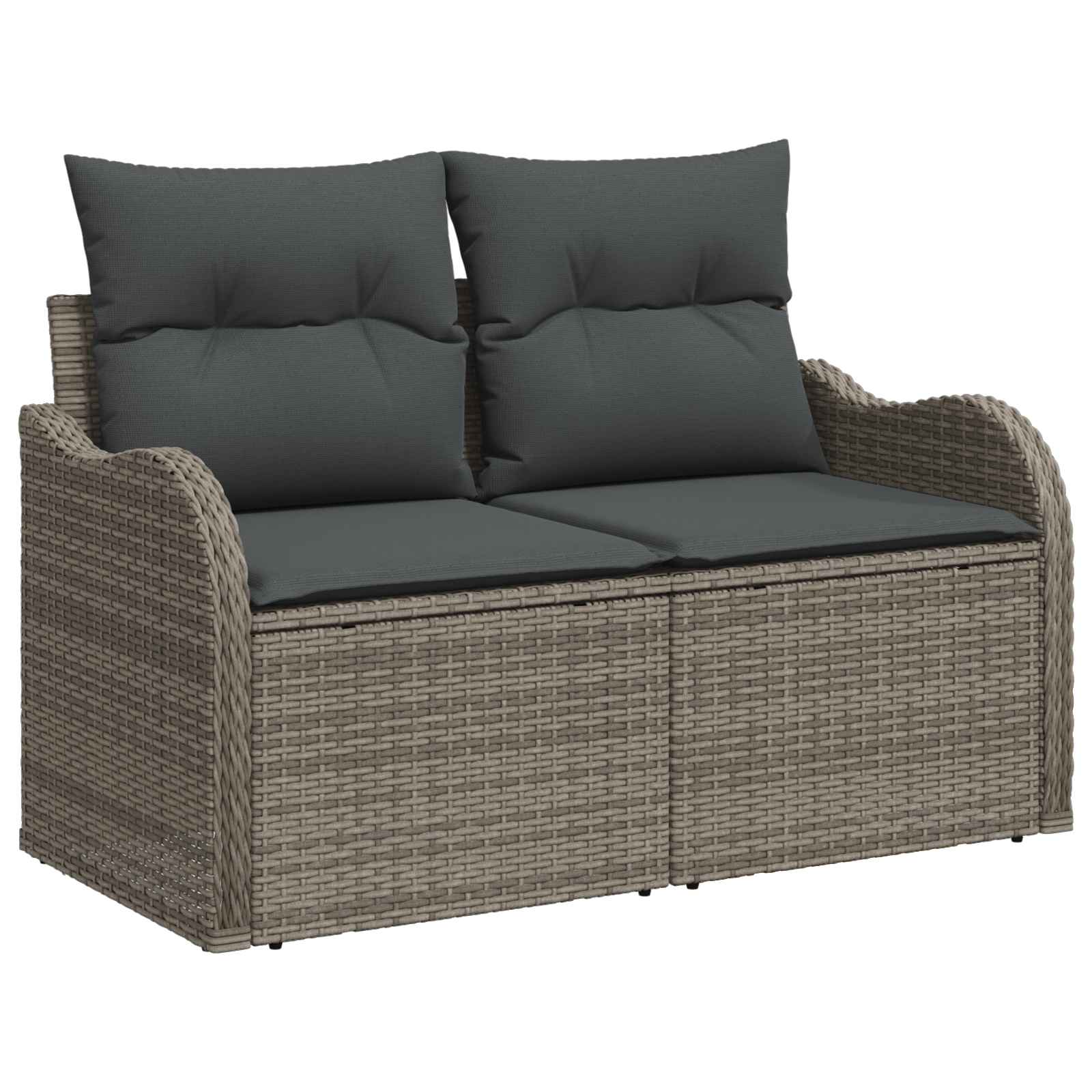 Tuin Sofa Set 9 pcs Grijs Poly rattan en gepoedercoat staal is nu te koop bij PeponiXL, paradijselijk wonen!