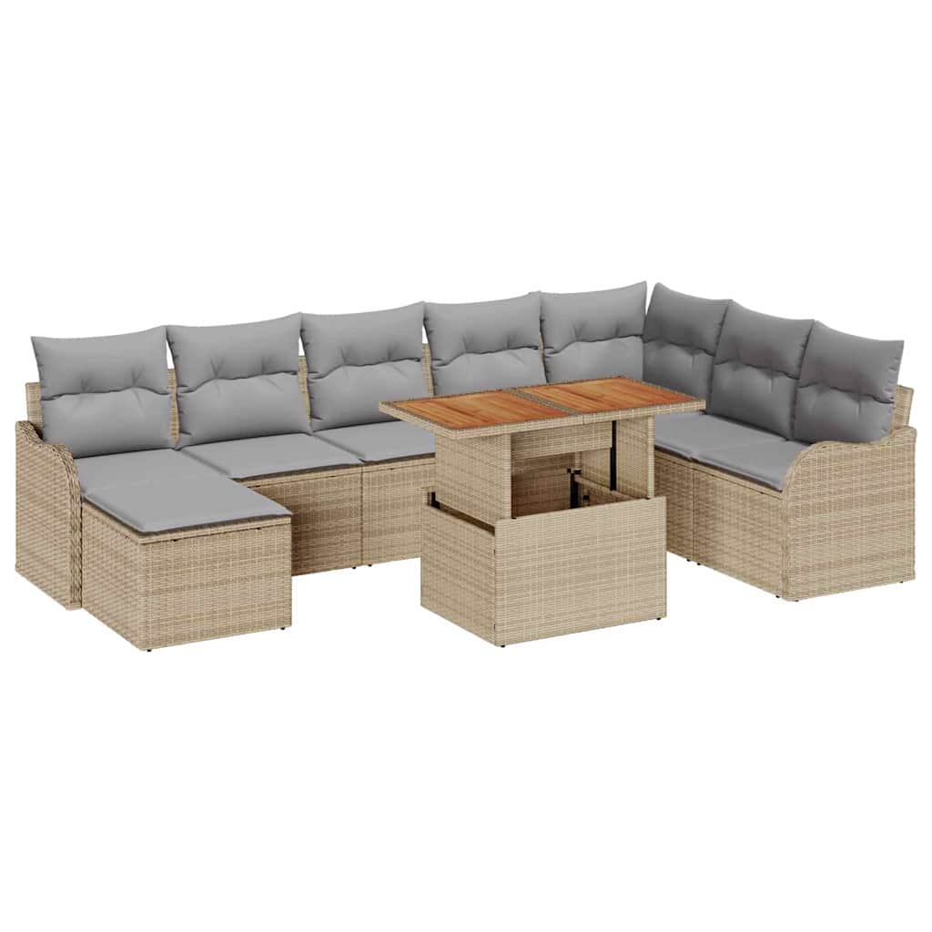 Tuin Sofa Set met kussen met opslag 9 pcs beige en lichtgrijs is nu te koop bij PeponiXL, paradijselijk wonen!