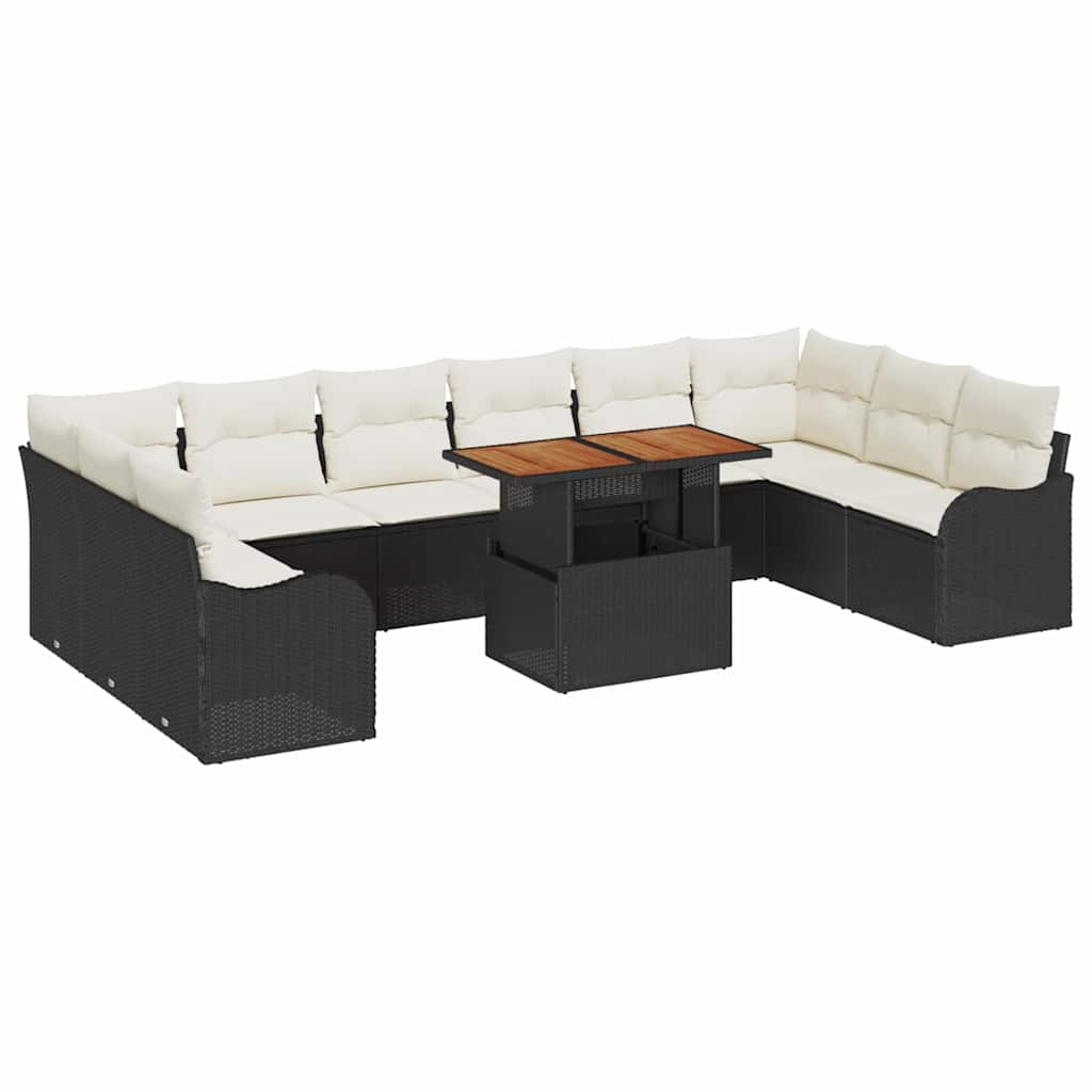 Tuin Sofa Set met kussen 11 pcs Zwart en crème is nu te koop bij PeponiXL, paradijselijk wonen!