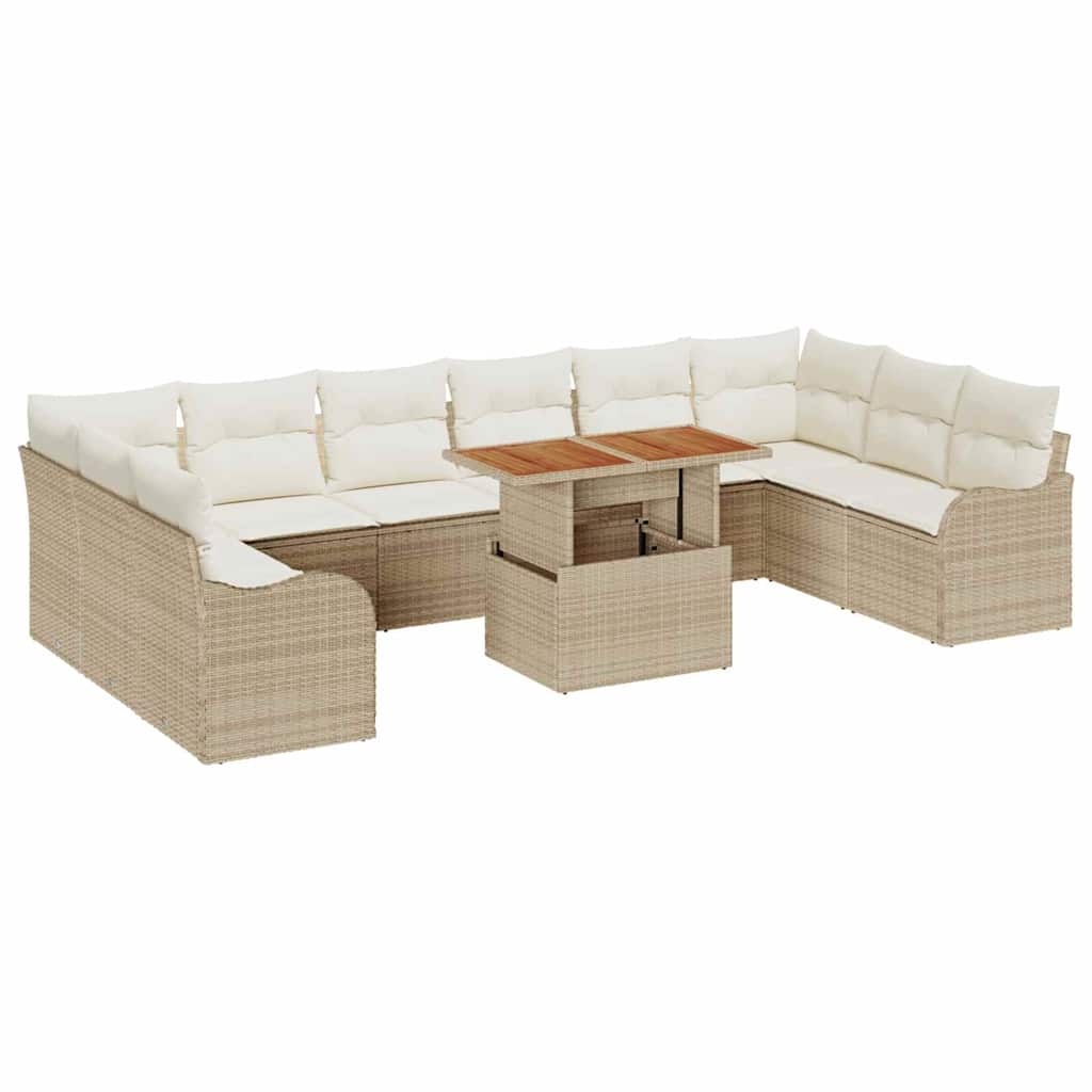 Tuin Sofa Set met kussen 11 pcs beige en crèmekleurig is nu te koop bij PeponiXL, paradijselijk wonen!