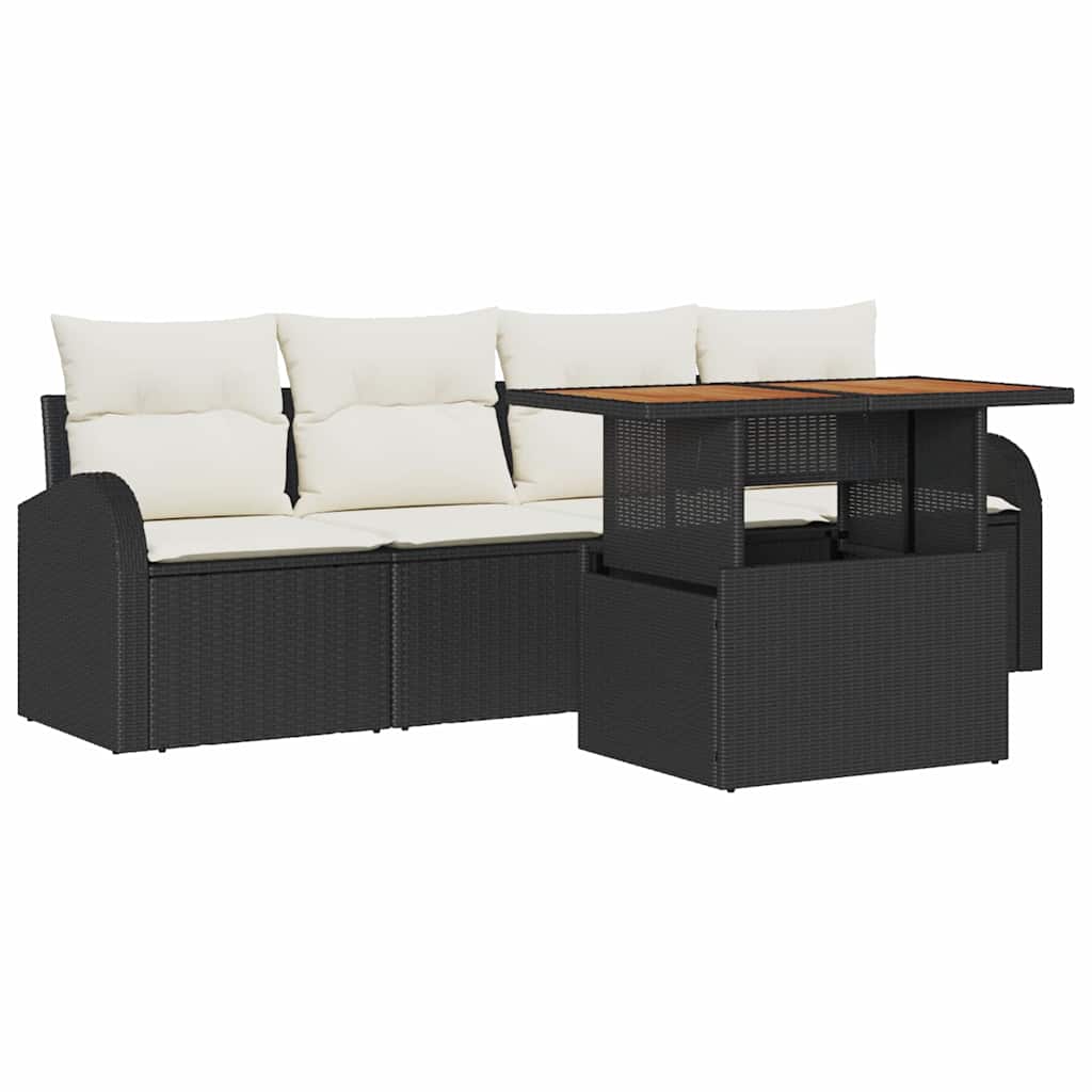 Tuin Sofa Set met kussen 5 pcs Zwart en crème is nu te koop bij PeponiXL, paradijselijk wonen!
