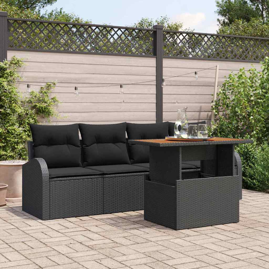 Tuin Sofa Set 5 pcs Zwart is nu te koop bij PeponiXL, paradijselijk wonen!