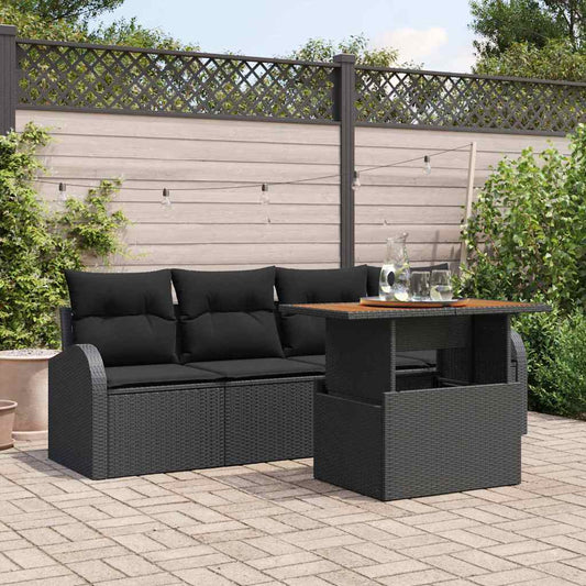 Tuin Sofa Set 5 pcs Zwart is nu te koop bij PeponiXL, paradijselijk wonen!
