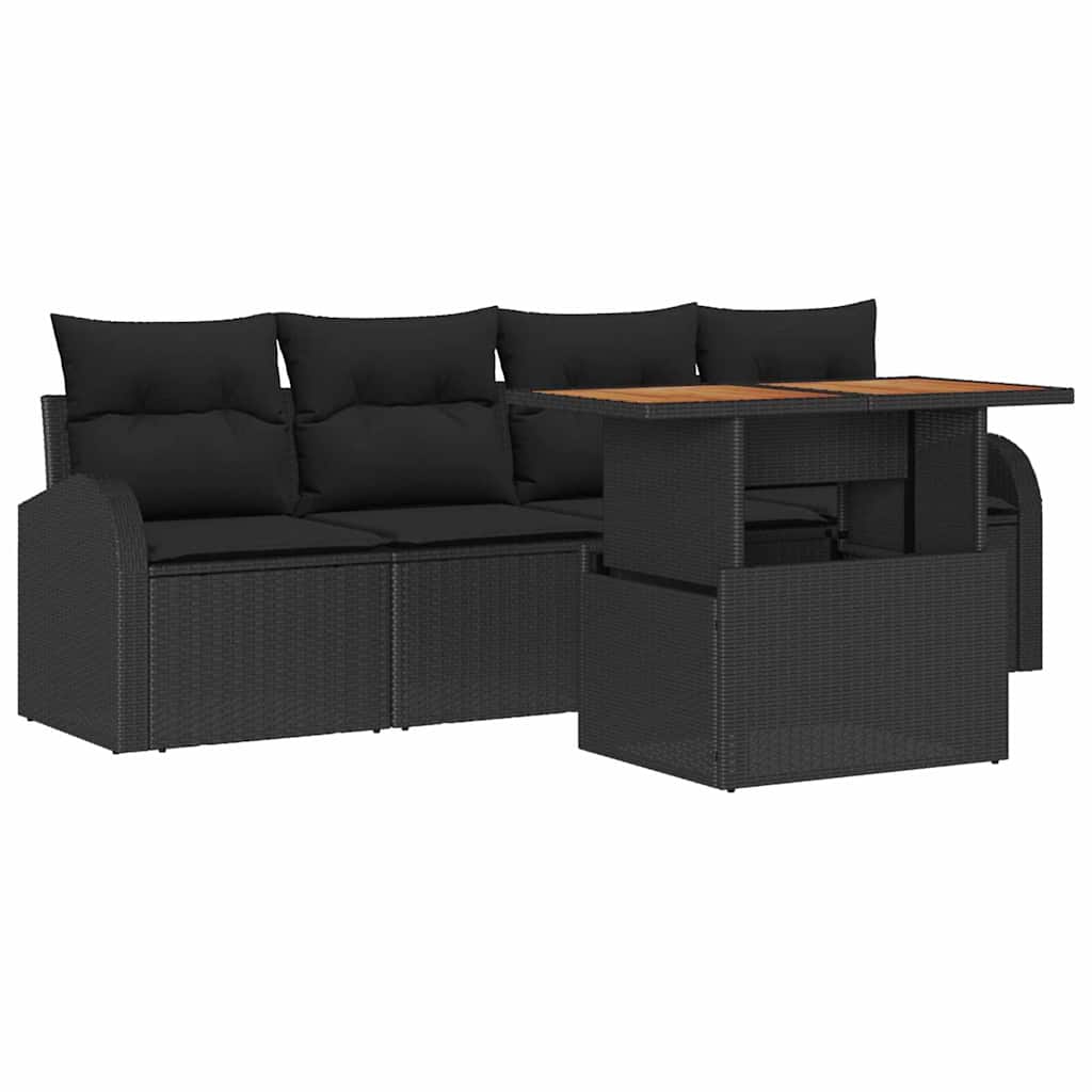 Tuin Sofa Set 5 pcs Zwart is nu te koop bij PeponiXL, paradijselijk wonen!
