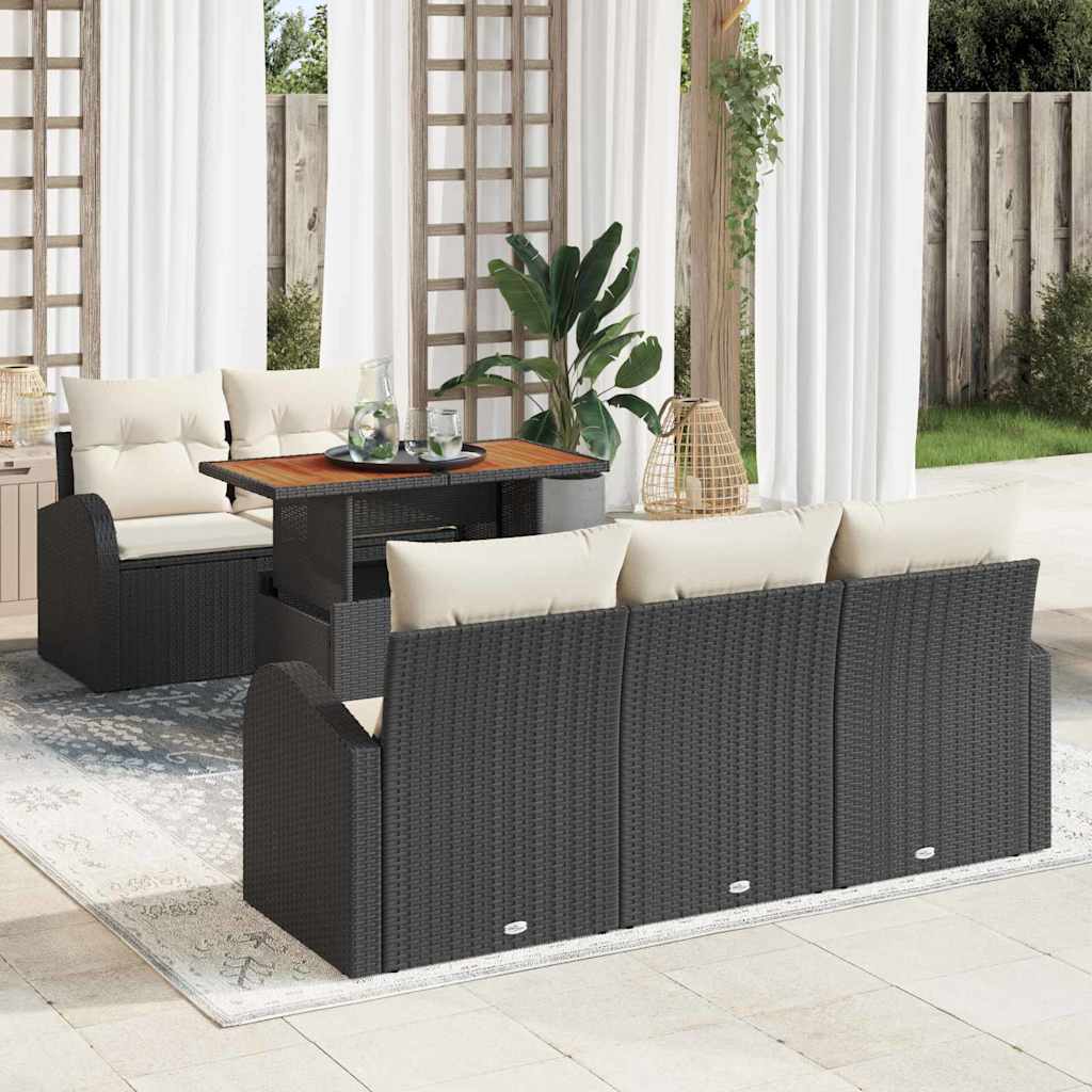 Tuin Sofa Set met kussen 6 pcs Zwart en crème is nu te koop bij PeponiXL, paradijselijk wonen!