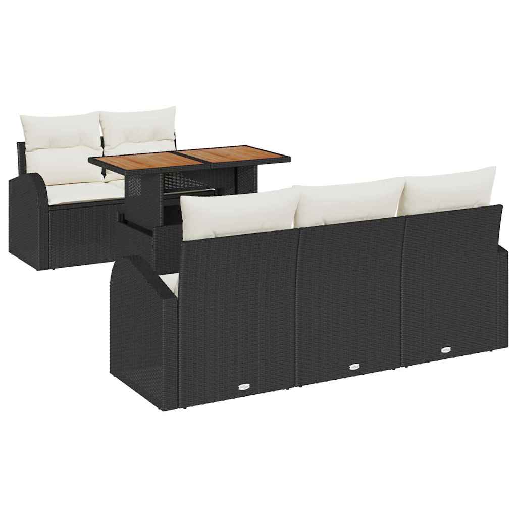 Tuin Sofa Set met kussen 6 pcs Zwart en crème is nu te koop bij PeponiXL, paradijselijk wonen!