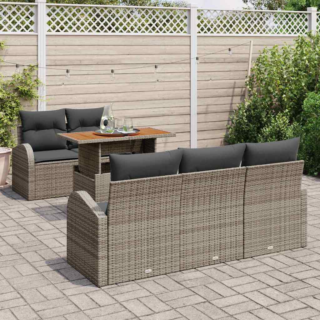 Tuin Sofa Set met kussen 6 pcs Grijs is nu te koop bij PeponiXL, paradijselijk wonen!