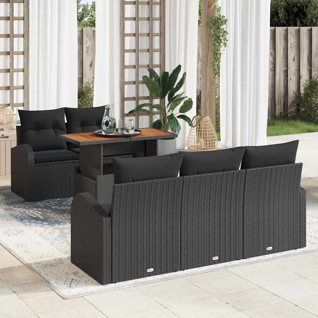 Tuin Sofa Set met kussen 6 pcs Zwart is nu te koop bij PeponiXL, paradijselijk wonen!