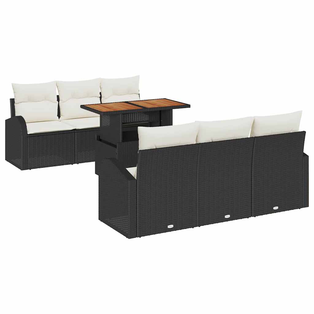 Tuin Sofa Set met kussen 7 pcs Zwart en crème is nu te koop bij PeponiXL, paradijselijk wonen!