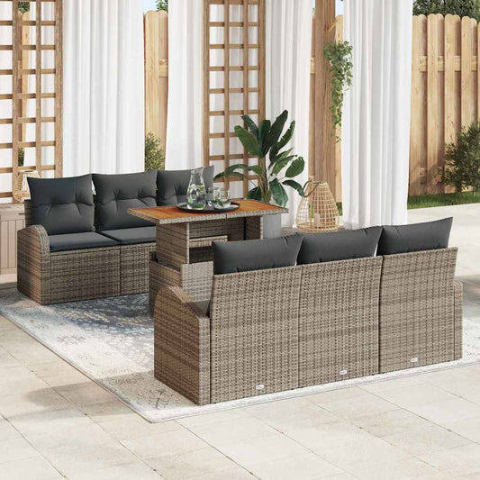 Tuin Sofa Set met kussen 7 pcs Grijs is nu te koop bij PeponiXL, paradijselijk wonen!