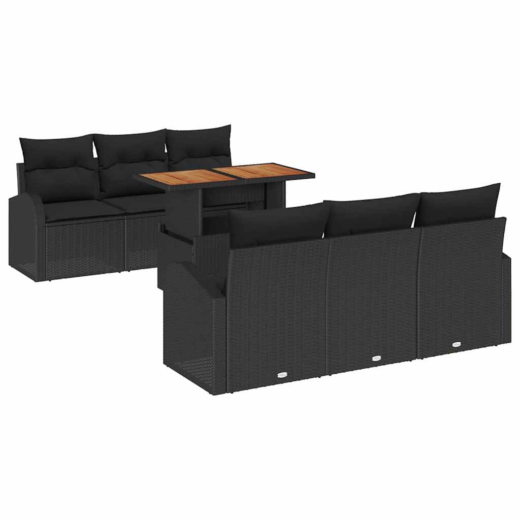 Tuin Sofa Set met kussen 7 pcs Zwart is nu te koop bij PeponiXL, paradijselijk wonen!
