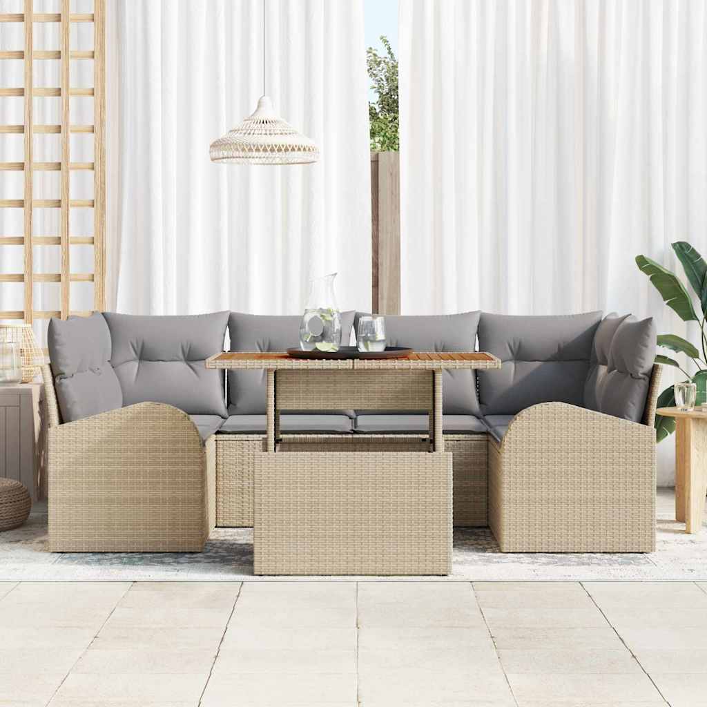 Tuin Sofa Set met kussen 7 pcs beige en lichtgrijs is nu te koop bij PeponiXL, paradijselijk wonen!