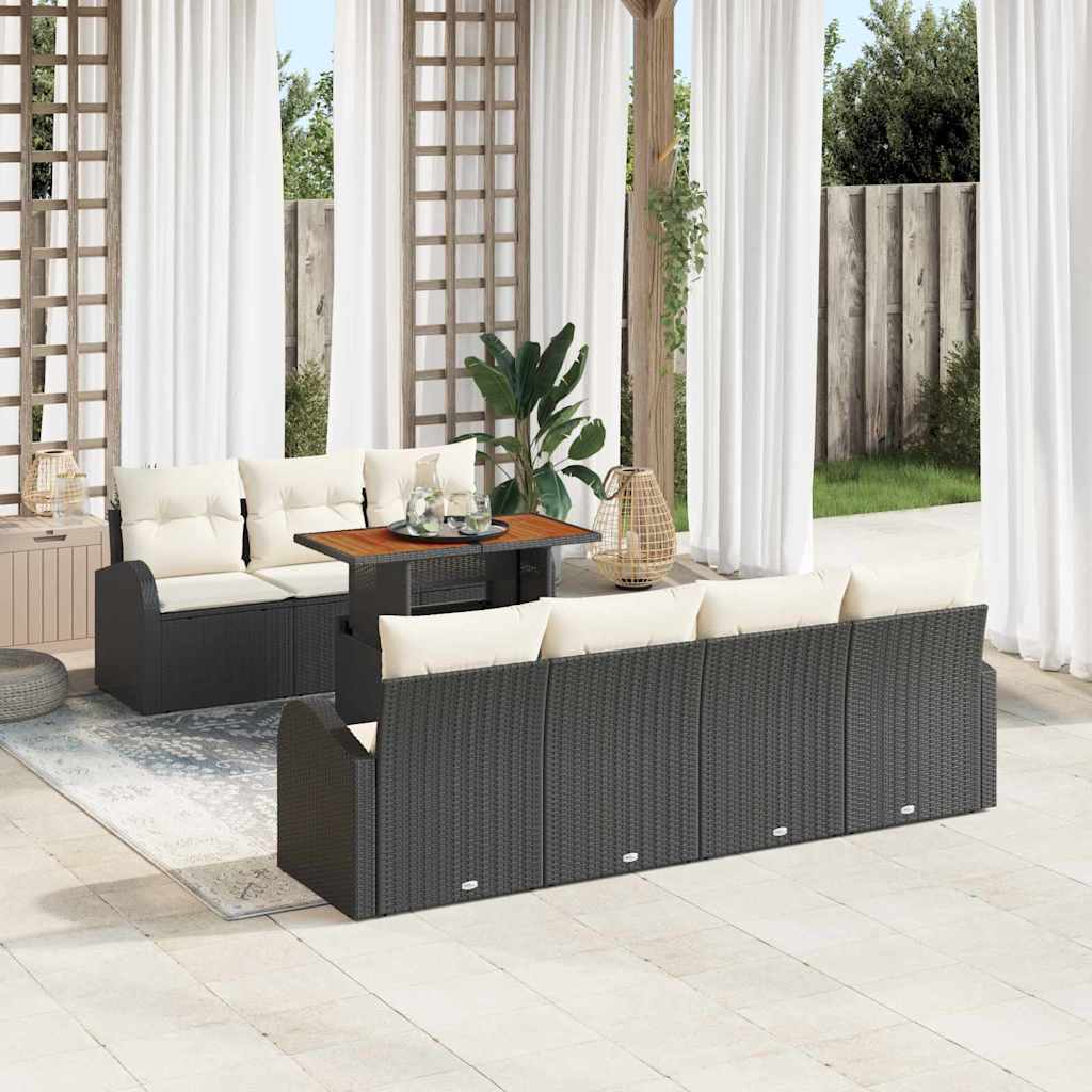 Tuin Sofa Set met kussen 8 pcs Zwart en crème is nu te koop bij PeponiXL, paradijselijk wonen!