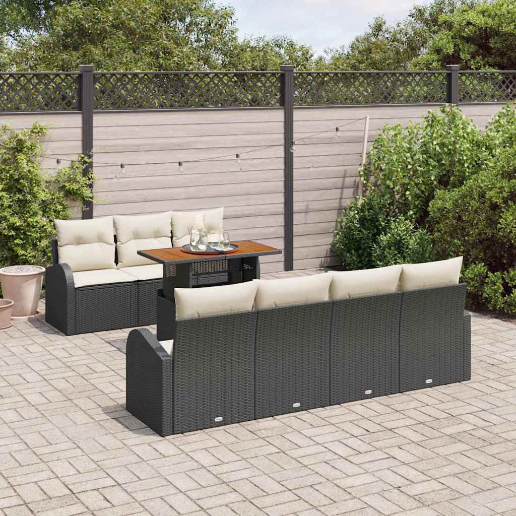 Tuin Sofa Set met kussen 8 pcs Zwart en crème is nu te koop bij PeponiXL, paradijselijk wonen!