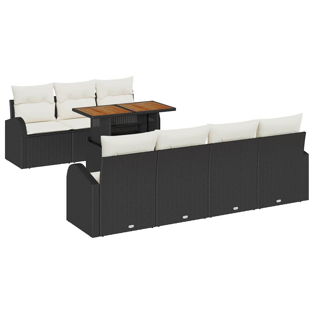 Tuin Sofa Set met kussen 8 pcs Zwart en crème is nu te koop bij PeponiXL, paradijselijk wonen!