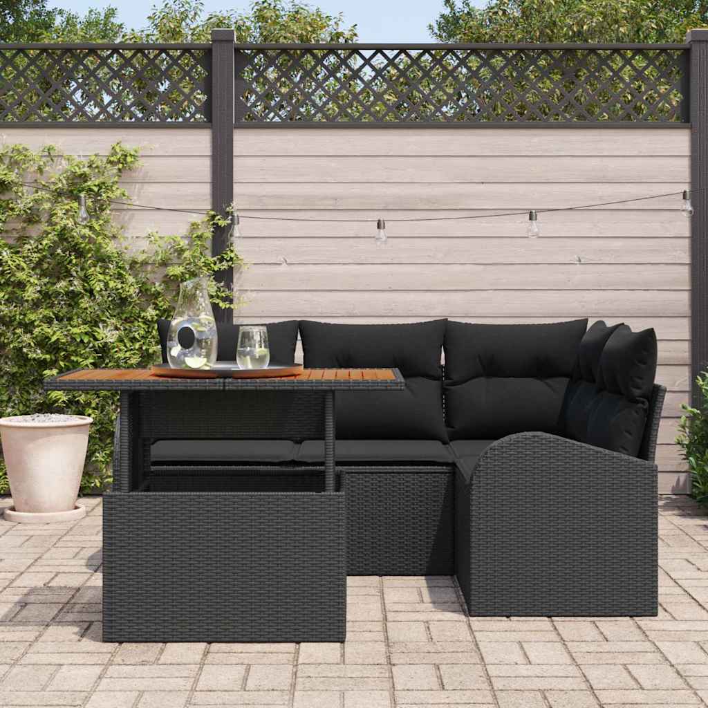 Tuin Sofa Set met kussen 5 pcs Zwart is nu te koop bij PeponiXL, paradijselijk wonen!