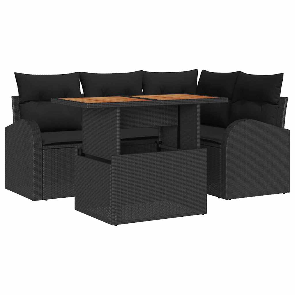 Tuin Sofa Set met kussen 5 pcs Zwart is nu te koop bij PeponiXL, paradijselijk wonen!