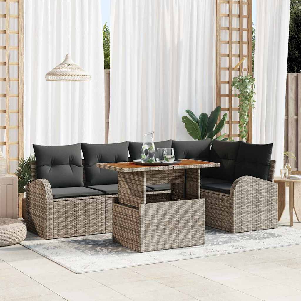 Tuin Sofa Set met kussen 6 pcs Grijs is nu te koop bij PeponiXL, paradijselijk wonen!