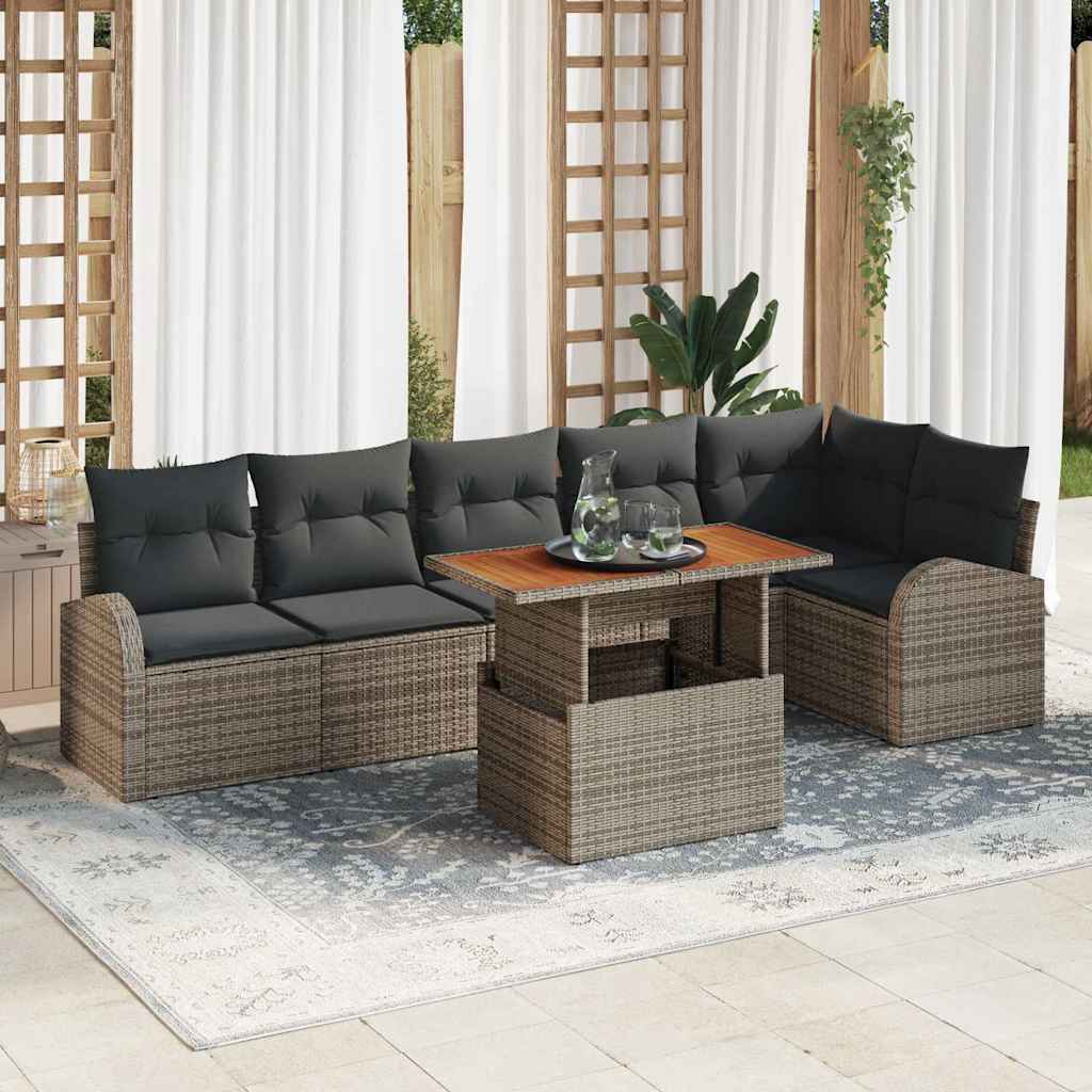 Tuin Sofa Set met kussen 7 pcs Grijs is nu te koop bij PeponiXL, paradijselijk wonen!