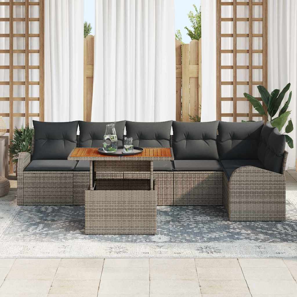 Tuin Sofa Set met kussen 7 pcs Grijs is nu te koop bij PeponiXL, paradijselijk wonen!