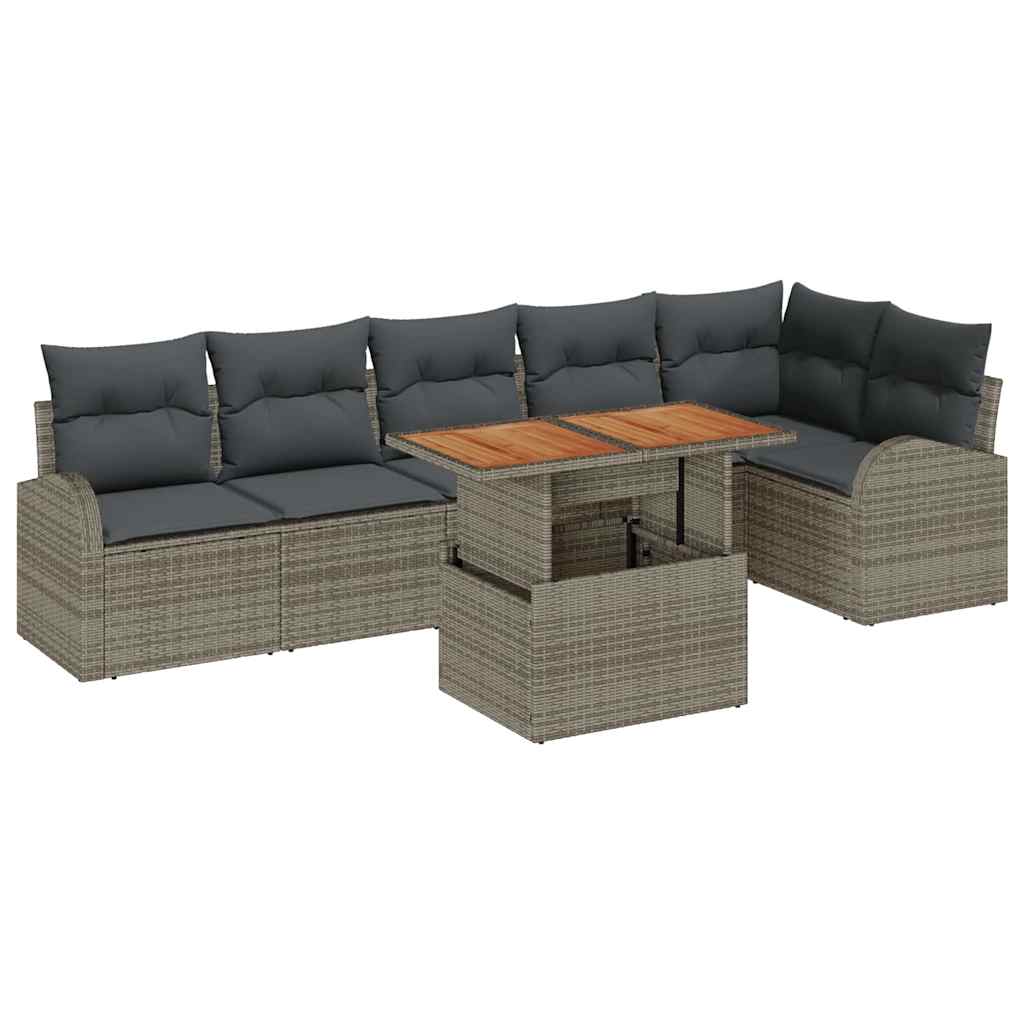 Tuin Sofa Set met kussen 7 pcs Grijs is nu te koop bij PeponiXL, paradijselijk wonen!