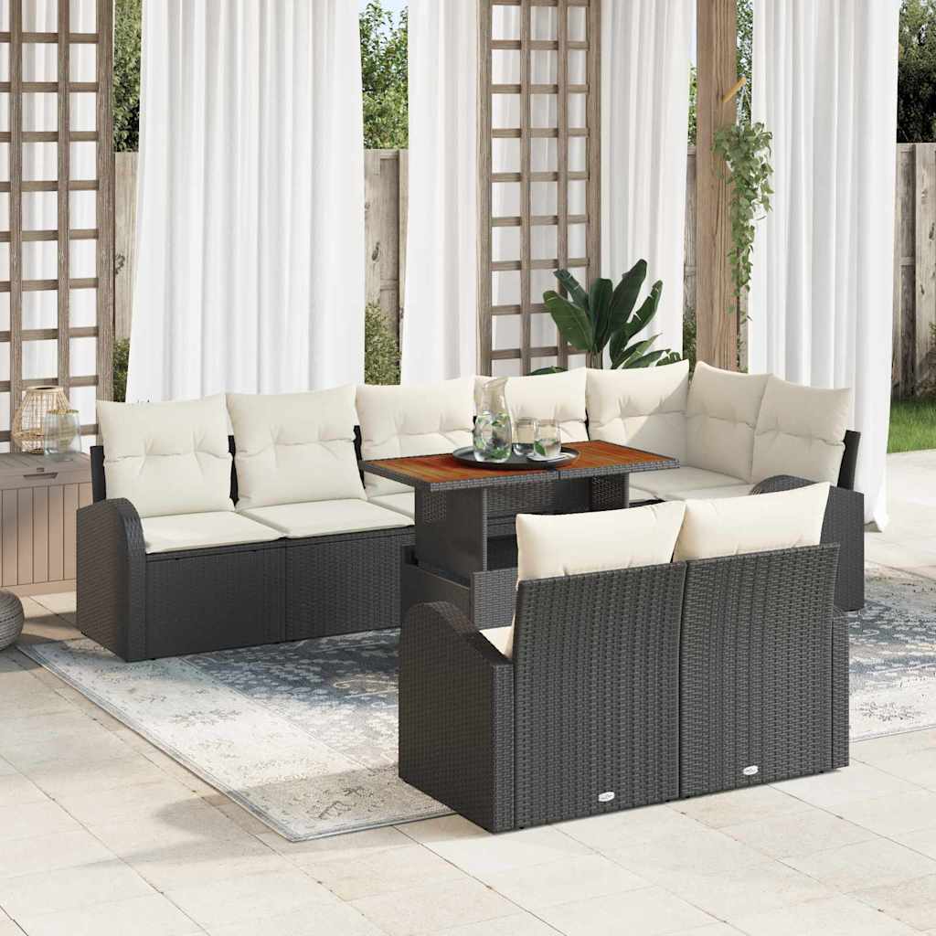 Tuin Sofa Set met kussen 9 pcs Zwart en crème is nu te koop bij PeponiXL, paradijselijk wonen!