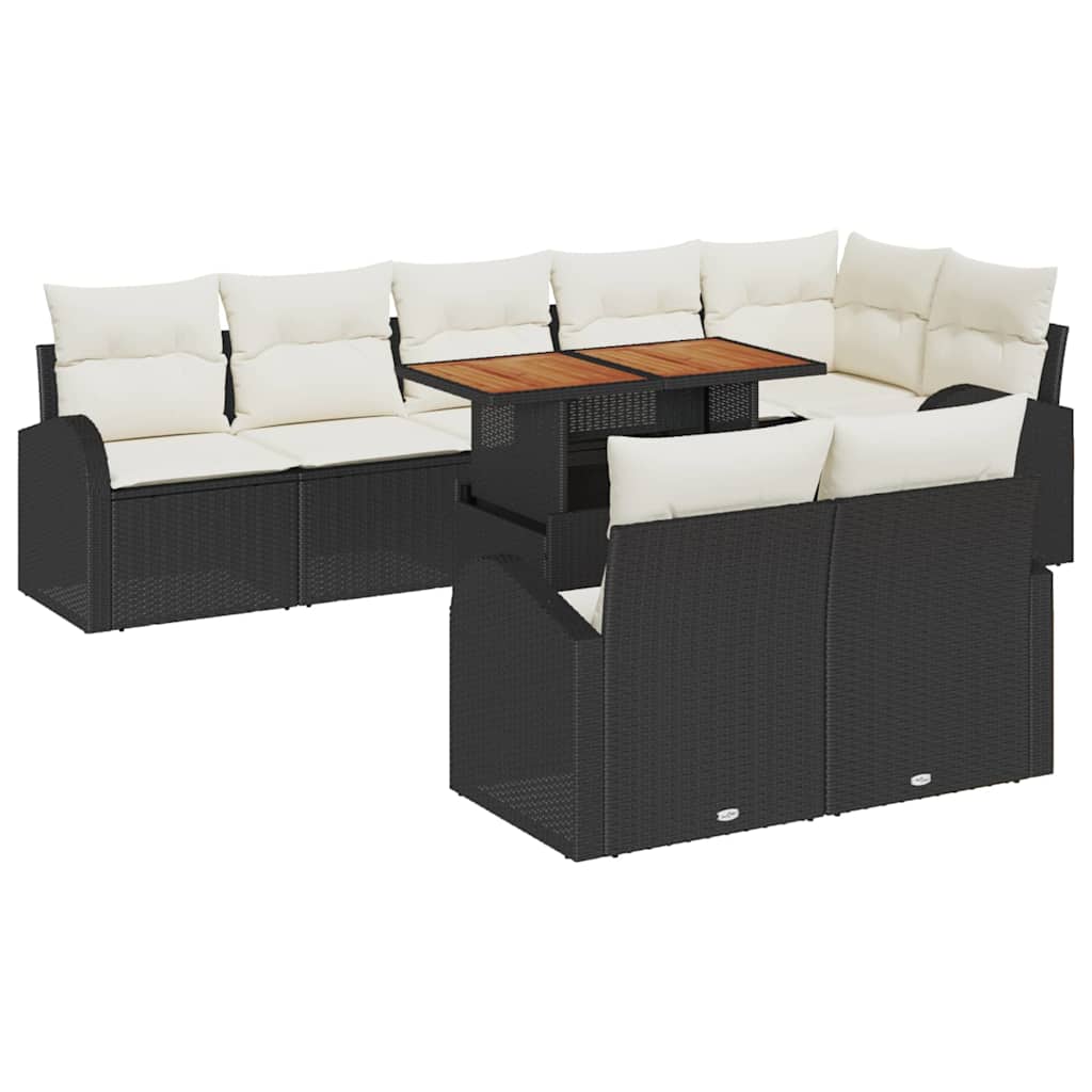 Tuin Sofa Set met kussen 9 pcs Zwart en crème is nu te koop bij PeponiXL, paradijselijk wonen!