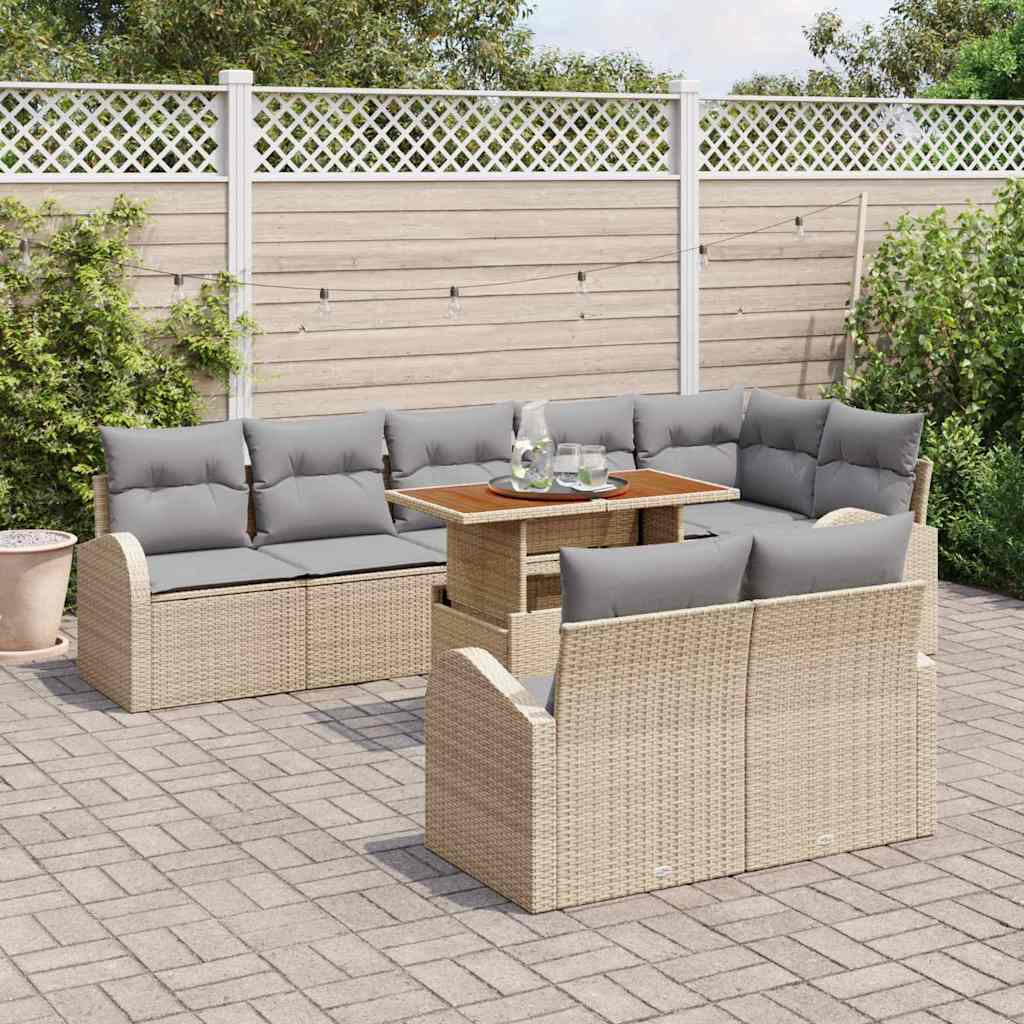 Tuin Sofa Set met kussen 9 pcs beige en lichtgrijs is nu te koop bij PeponiXL, paradijselijk wonen!