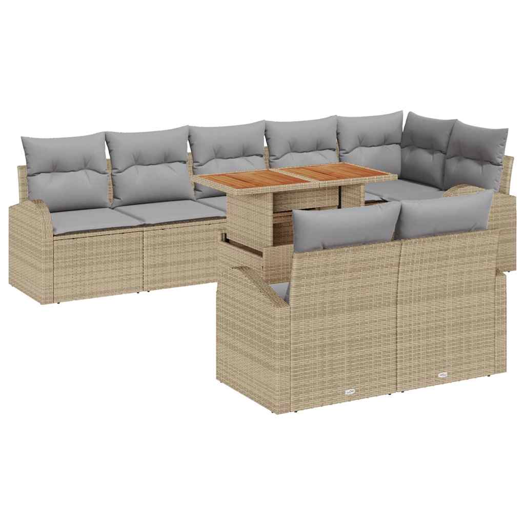 Tuin Sofa Set met kussen 9 pcs beige en lichtgrijs is nu te koop bij PeponiXL, paradijselijk wonen!