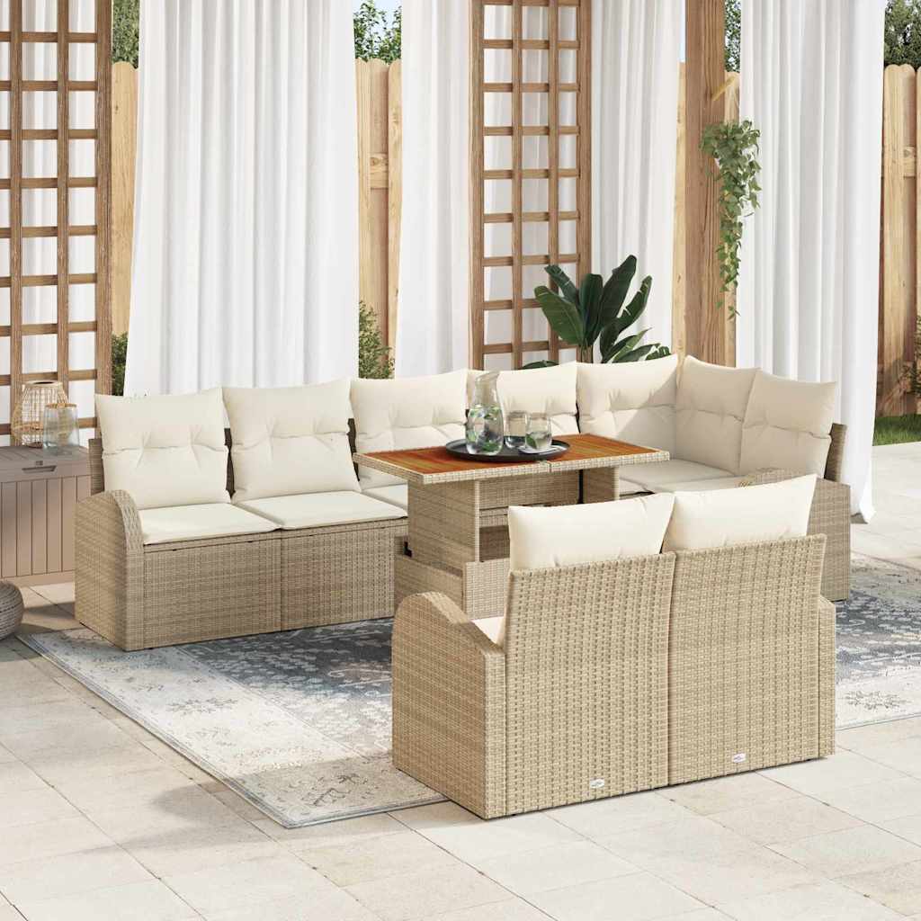 Tuin Sofa Set met kussen 9 pcs beige en crèmekleurig is nu te koop bij PeponiXL, paradijselijk wonen!