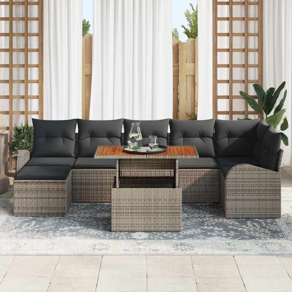 Tuin Sofa Set met kussen 8 pcs Grijs is nu te koop bij PeponiXL, paradijselijk wonen!