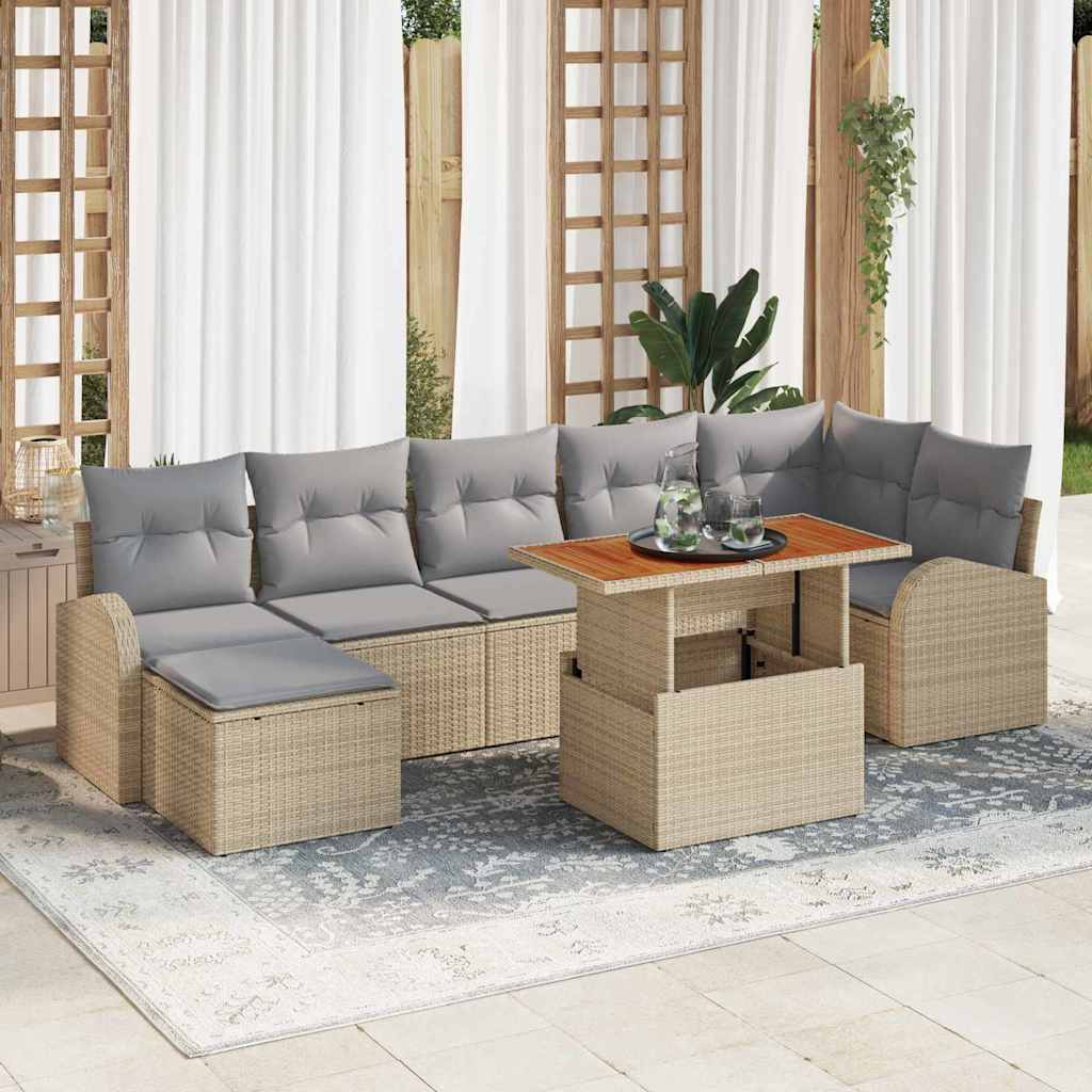 Tuin Sofa Set met kussen 8 pcs beige en lichtgrijs is nu te koop bij PeponiXL, paradijselijk wonen!