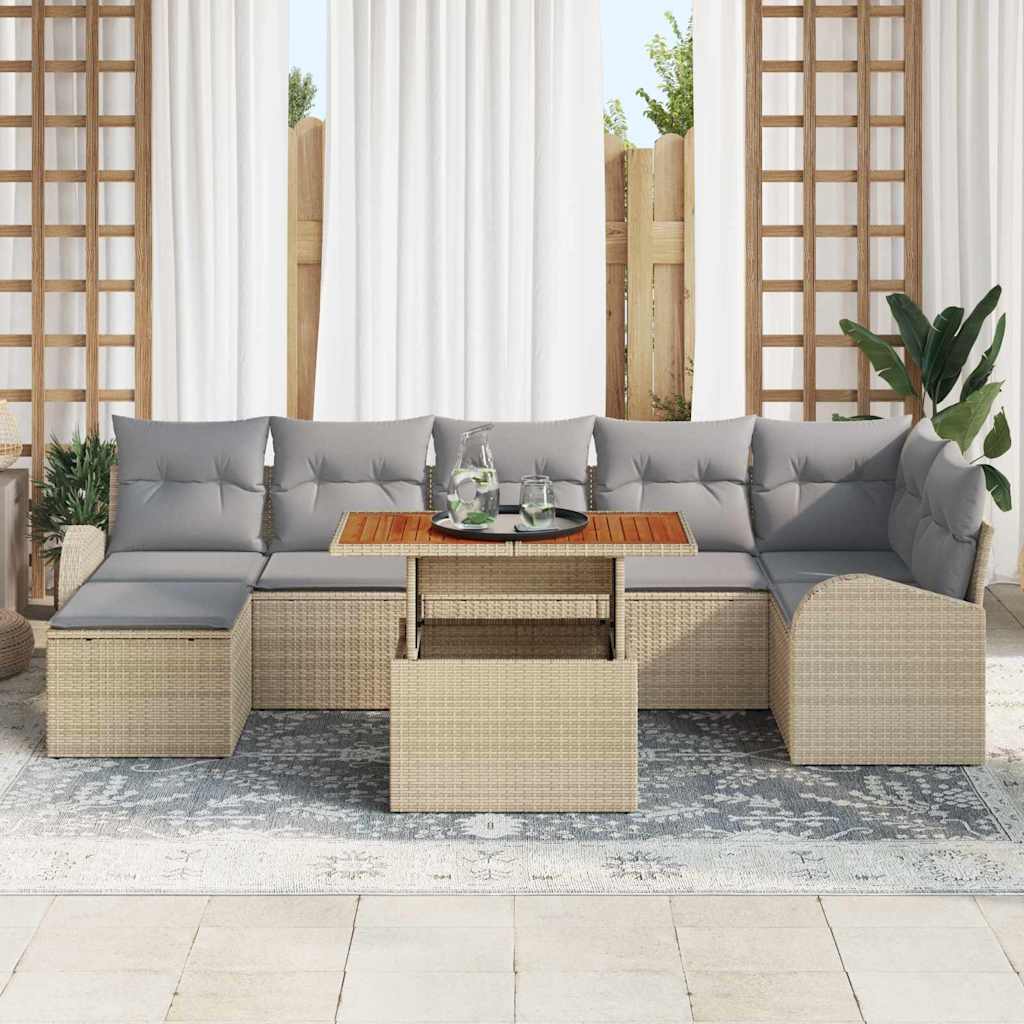 Tuin Sofa Set met kussen 8 pcs beige en lichtgrijs is nu te koop bij PeponiXL, paradijselijk wonen!