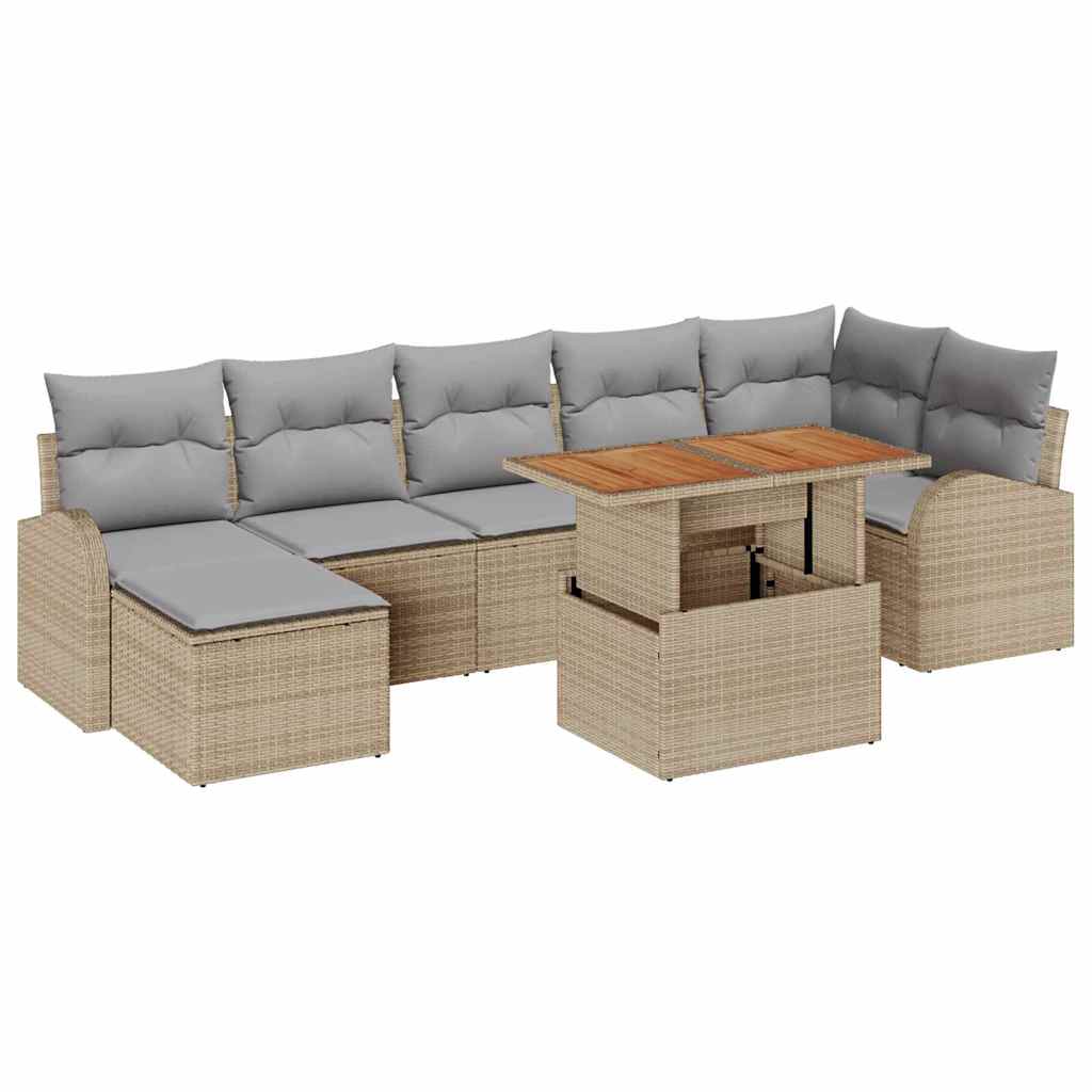 Tuin Sofa Set met kussen 8 pcs beige en lichtgrijs is nu te koop bij PeponiXL, paradijselijk wonen!