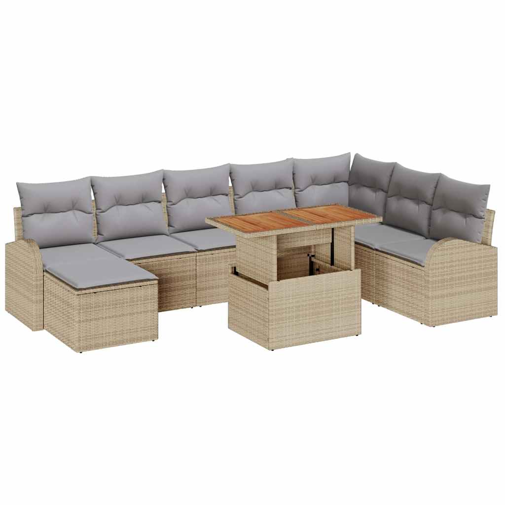 Tuin Sofa Set met kussen 9 pcs beige en lichtgrijs is nu te koop bij PeponiXL, paradijselijk wonen!