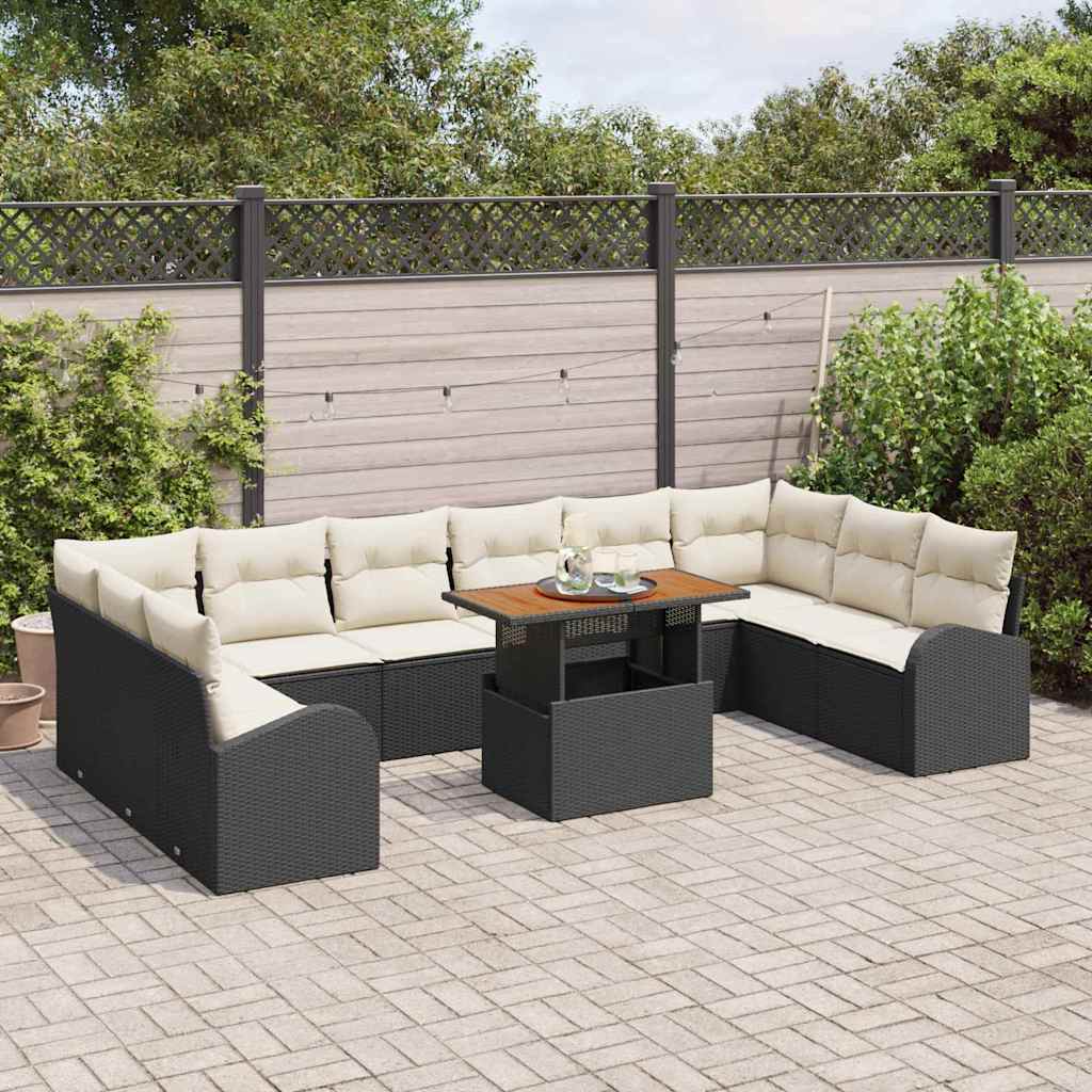 Tuin Sofa Set met kussen 11 pcs Zwart en crème is nu te koop bij PeponiXL, paradijselijk wonen!