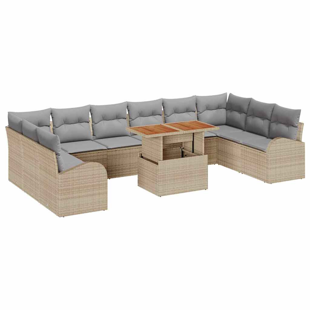 Tuin Sofa Set met kussen 11 pcs beige en lichtgrijs is nu te koop bij PeponiXL, paradijselijk wonen!