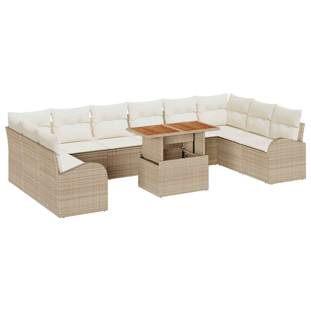 Tuin Sofa Set met kussen 11 pcs beige en crèmekleurig is nu te koop bij PeponiXL, paradijselijk wonen!