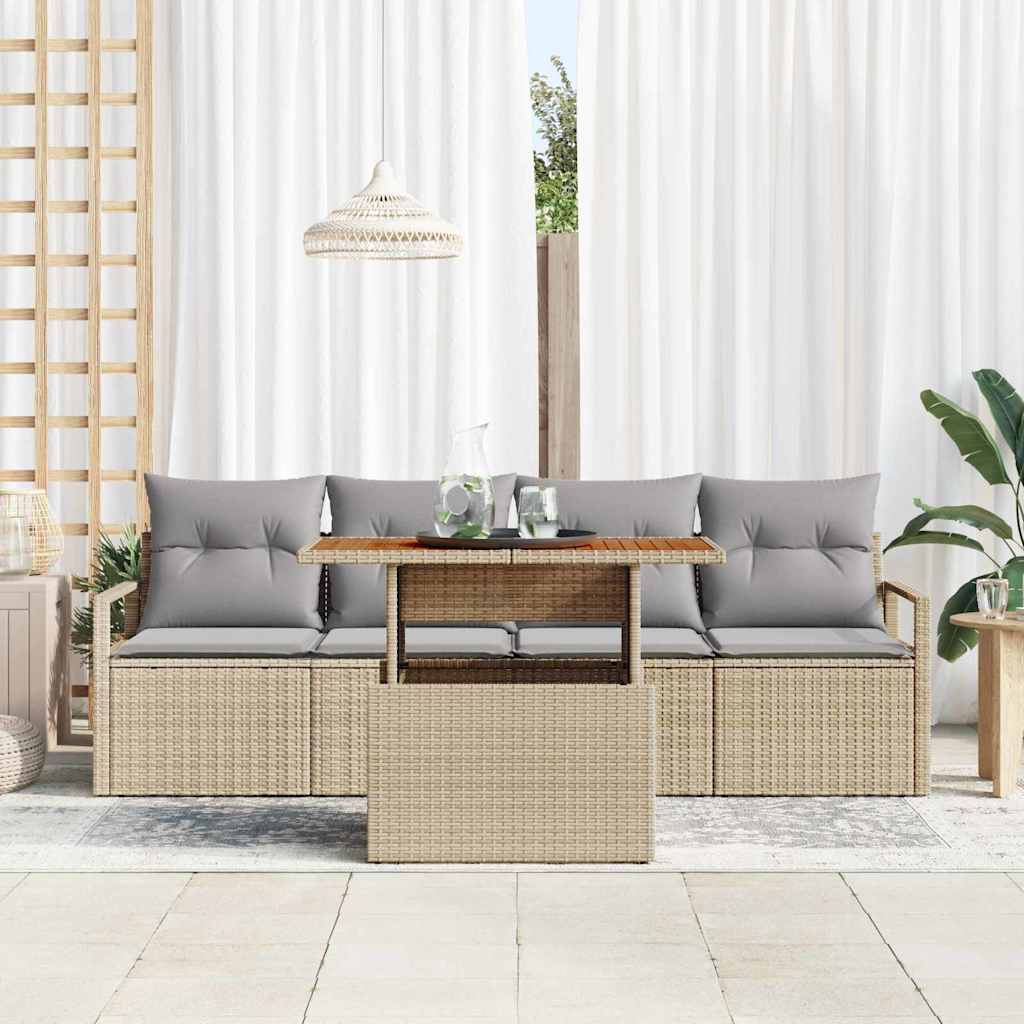Tuin Sofa Set met kussen 5 pcs beige en lichtgrijs is nu te koop bij PeponiXL, paradijselijk wonen!